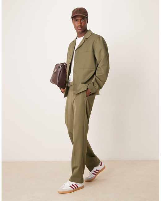 Pantalones De Vestir Verde Oscuro De Corte Recto Con Cinturilla Elástica De (Parte De Un Conjunto) ASOS de hombre de color Natural