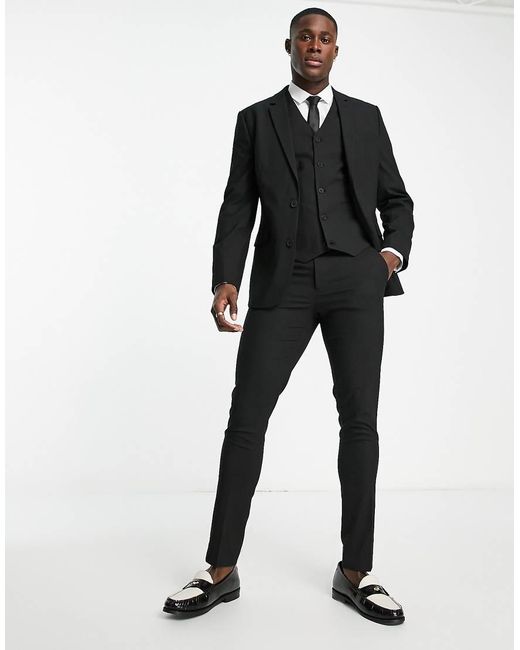 Chaqueta De Traje Ajustada En De ASOS de hombre de color Black