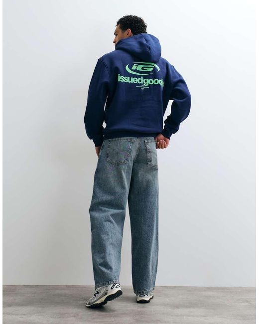 ASOS Blue Relaxed Hoodie With Glossy High Build Print for men