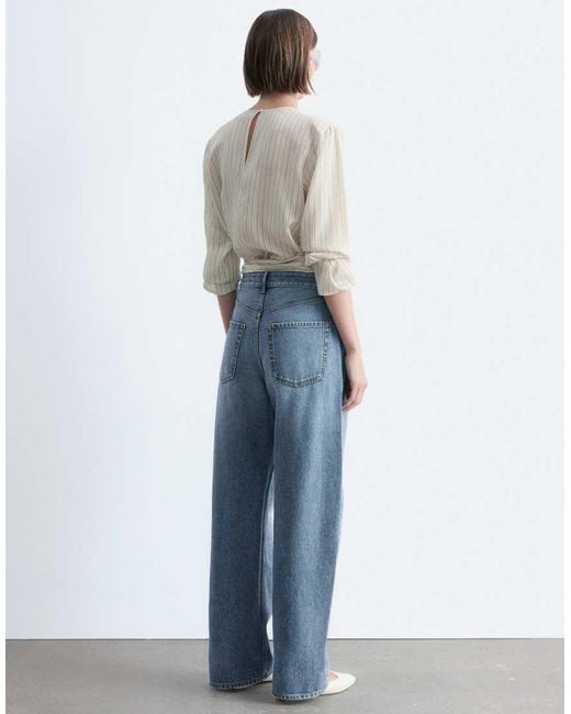 & Other Stories Blue High Waist Wide Leg Jeans With Turn Ups