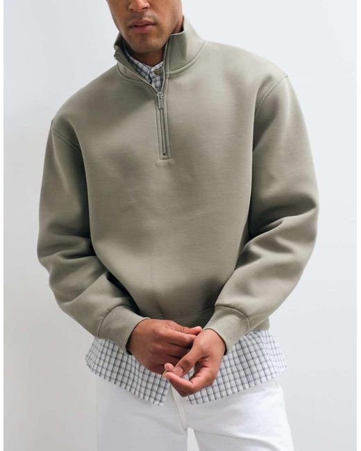 ASOS Gray Relaxed Boxy Funnel Half Zip for men