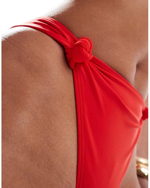 South Beach Red Essentials Knot Front Bikini Bottom