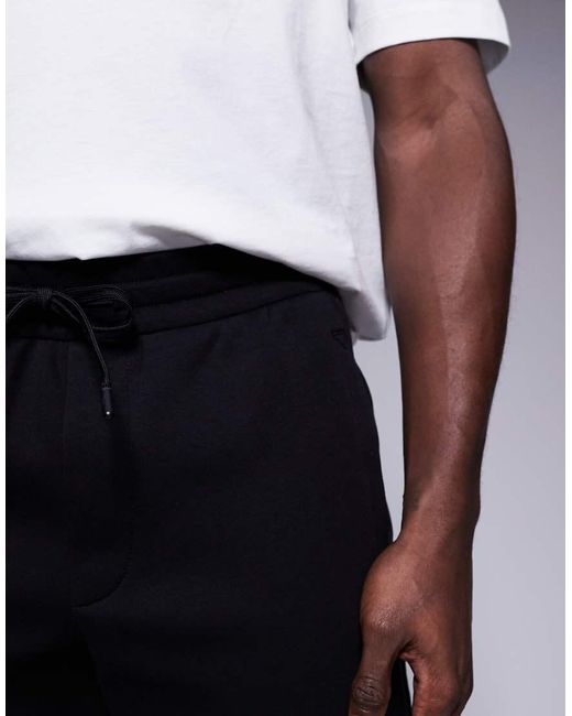 Pantalones Cortos Negros Con Logo De Tejido Estilo Sudadera De ARMANI EXCHANGE de hombre de color Black