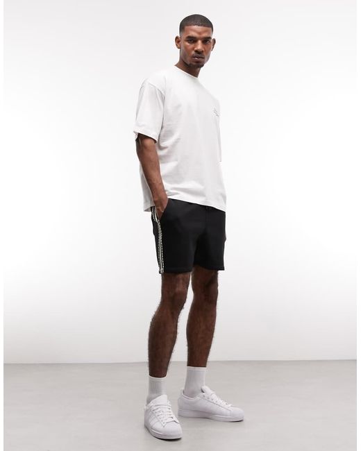 ASOS White Oversized Jersey Shorts With Tape Detail for men