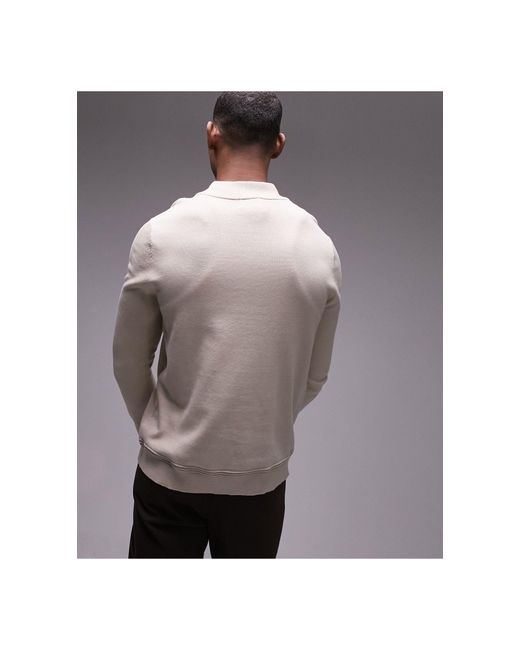 Essentials - maglione color pietra con zip corta di Topman in Brown da Uomo
