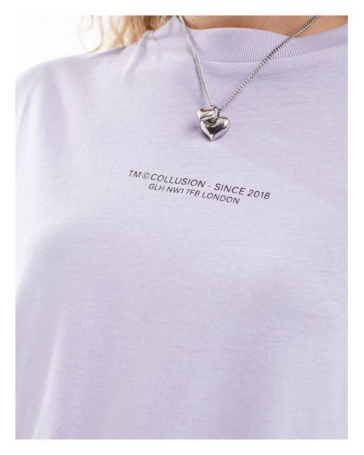 Collusion Purple Unisex Washed T-shirt With Back Graphics