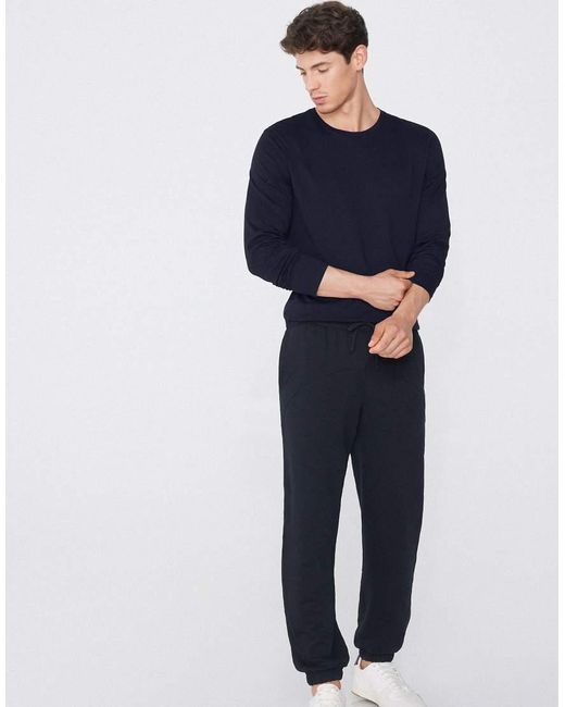 Tezenis Blue 100% Cotton Long Sleeve Round Neck Top for men
