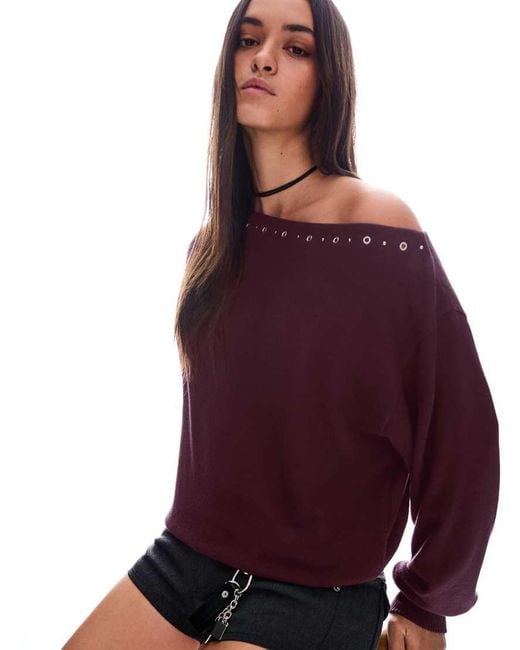 Bershka Purple Studded Knit Sweater