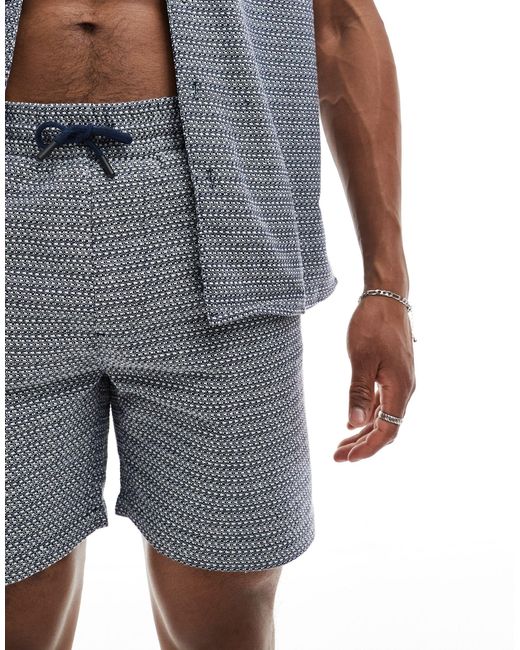 Only & Sons Blue Pull On Woven Textured Short Co-ord for men