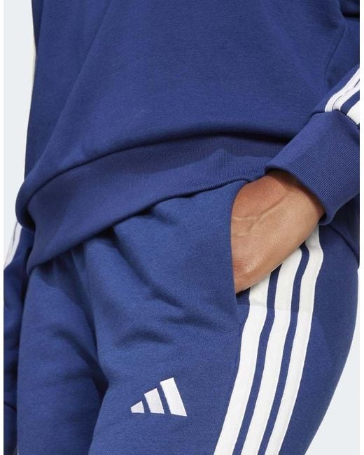 Adidas Originals Blue Essentials 3-Stripes French Terry Cuffed Pants