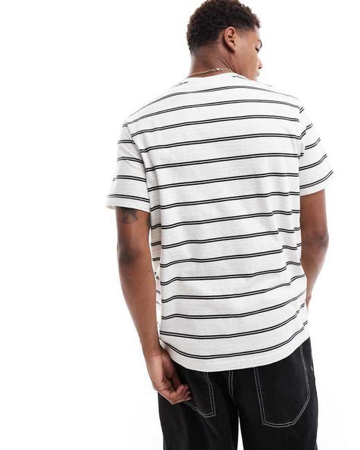 Levi's White Central Baby Tab Logo Stripe Relaxed Fit T-shirt for men