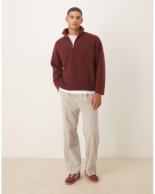ASOS – gerippter strickpullover in Red für Herren