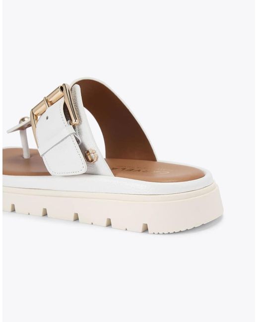 Carvela Kurt Geiger White Pavilion T Bar Mule Flat Sandals