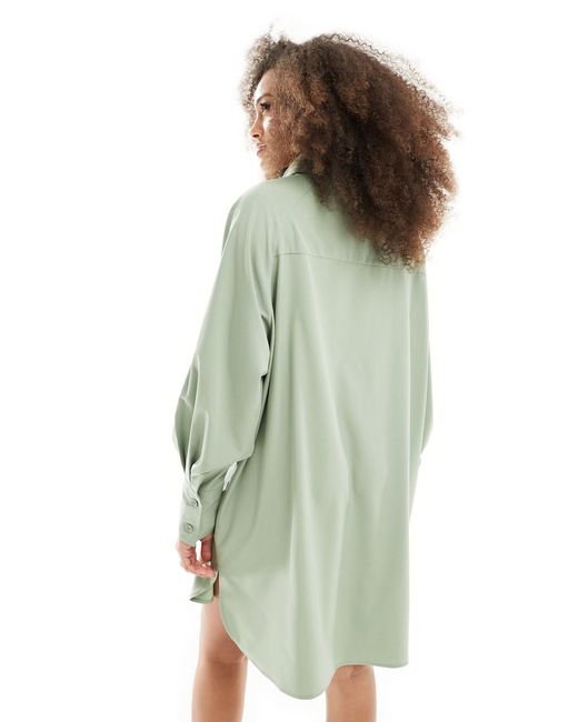 Threadbare Green Sheila Mini Shirt Dress