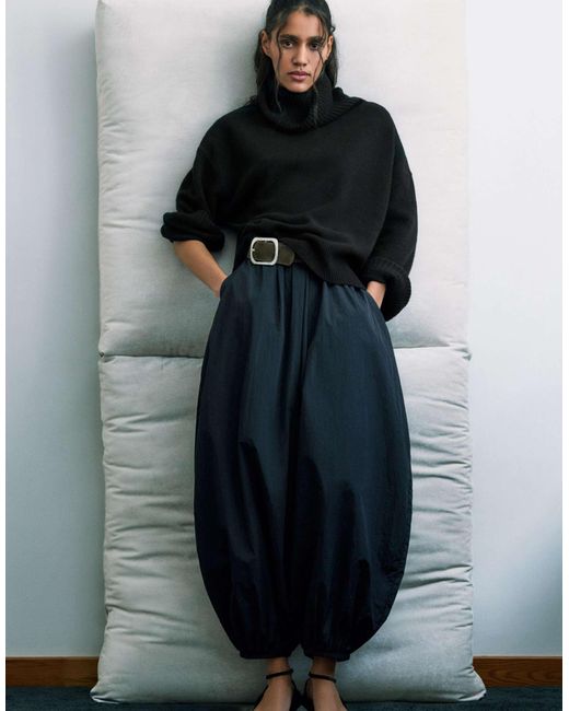 Pull à col montant en maille douce Pull&Bear en coloris Black