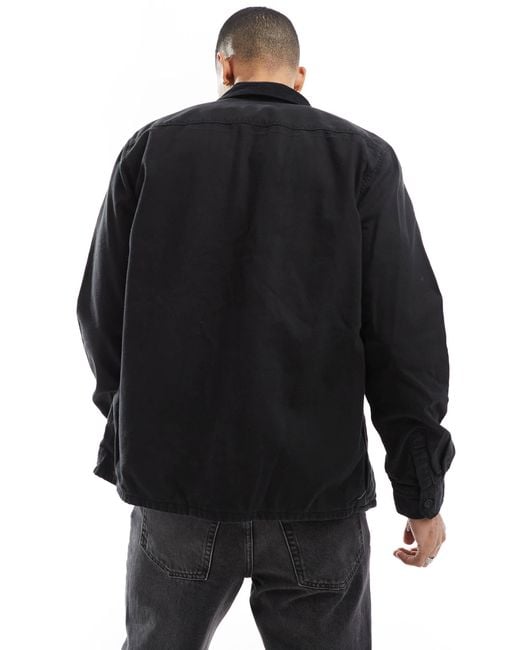 Only & Sons Black Canvas Jacket With Cord Collar for men