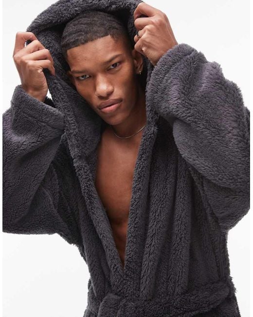 TOPMAN Loungewear Fluffy Dressing Gown in White for Men Lyst UK