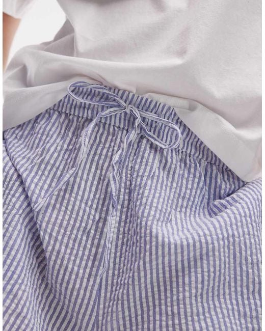 Mango Purple Cotton T-shirt And Seersucker Short Pyjama Set