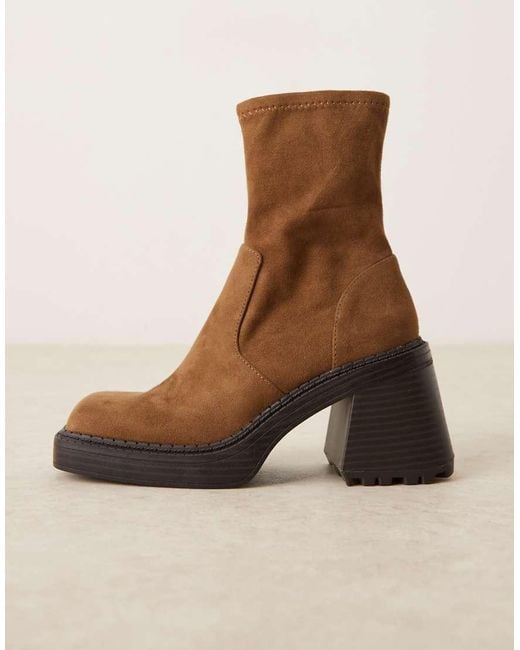 ASOS Blue Reign Square Toe Mid-heel Platform Boots