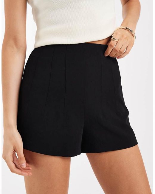 ASOS Black Tailored High Waist Corset Seam Detailing Shorts