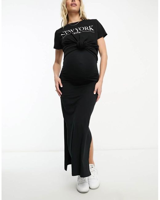 Mama.licious Black Mamalicious Maternity Jersey Maxi Skirt