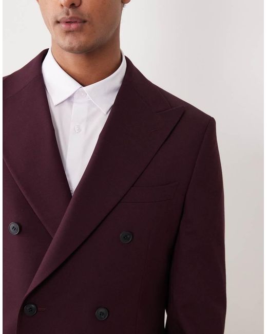 ASOS Purple Regular Double Breasted Suit Jacket for men