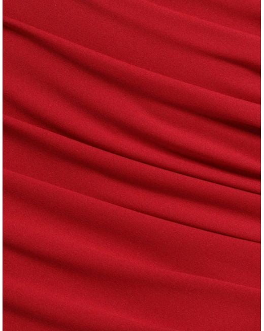 Goddiva Red Pleated One Shoulder Bardot Fit And Flare Maxi Dress