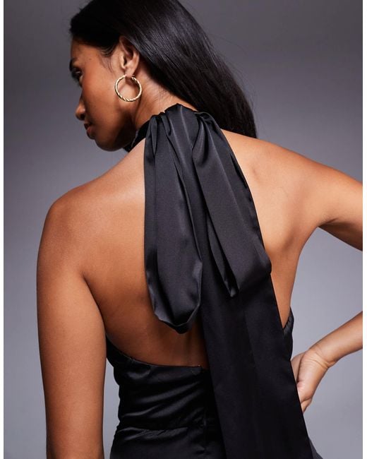 TFNC London Blue – hochgeschlossenes maxikleid aus satin