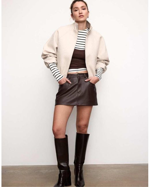 Stradivarius Natural Soft-touch Bomber Jacket