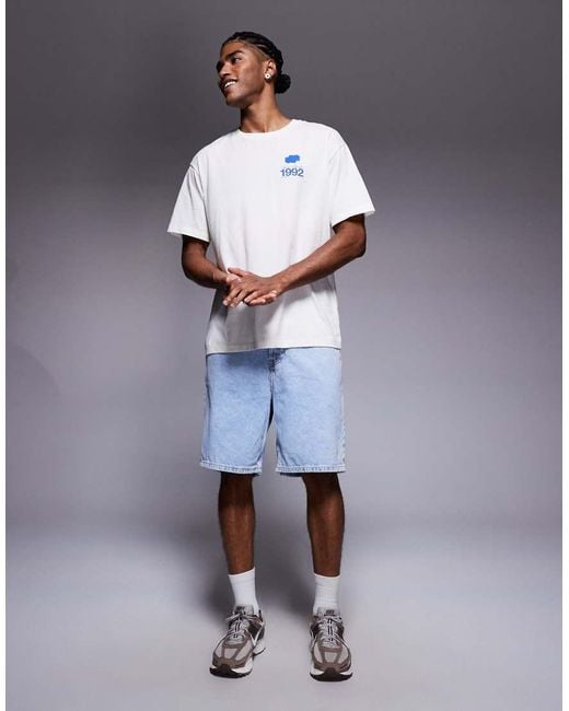 T-Shirt Oversize Crema Con Stampa "Soul" Sul Retro di ADPT in Blue da Uomo