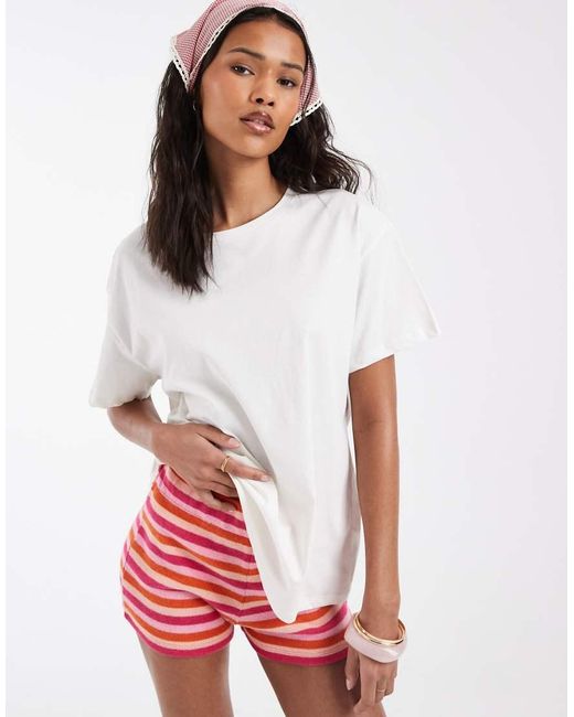 Pieces White Oversized Celestial Cherry Graphic T-shirt