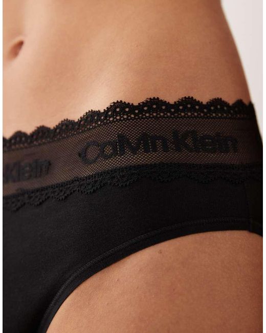 Calvin Klein Black Cotton Lace Bikini Briefs