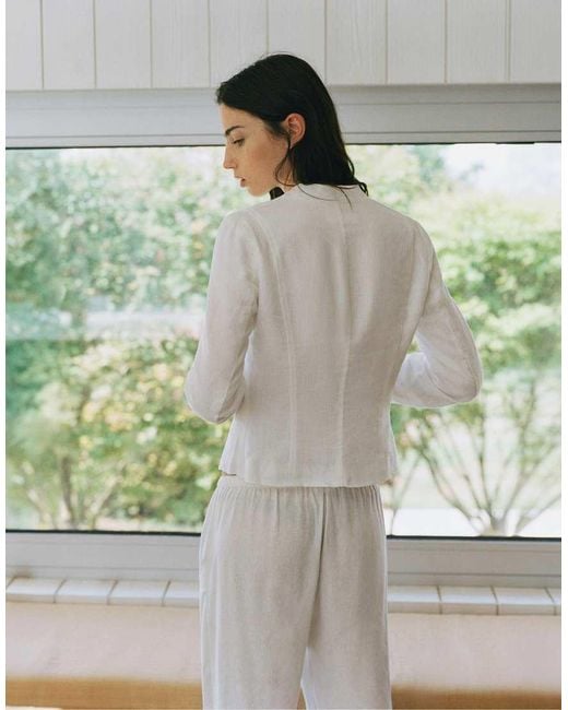 Pull&Bear 100% Linnen Jack Met Knopen in het Gray