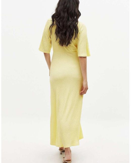 NA-KD Yellow Button Detail Midi Dress