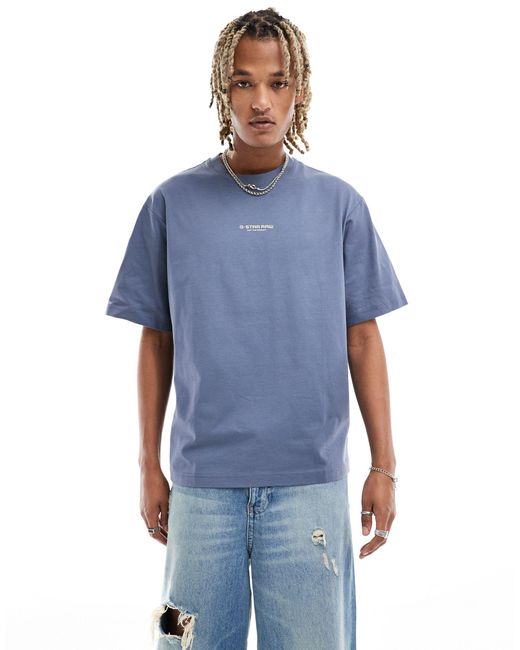 Camiseta polvoriento extragrande con logo estampado en el centro G-Star RAW de hombre de color Blue