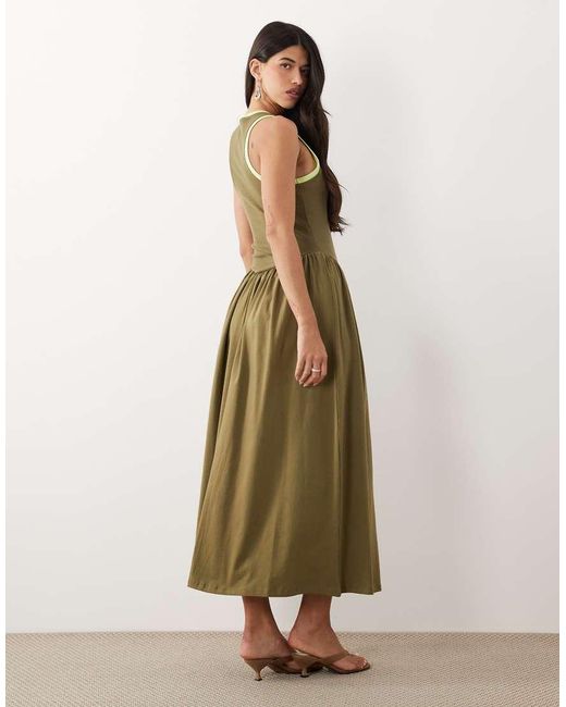 ASOS Green Contrast Trim Midi Dress