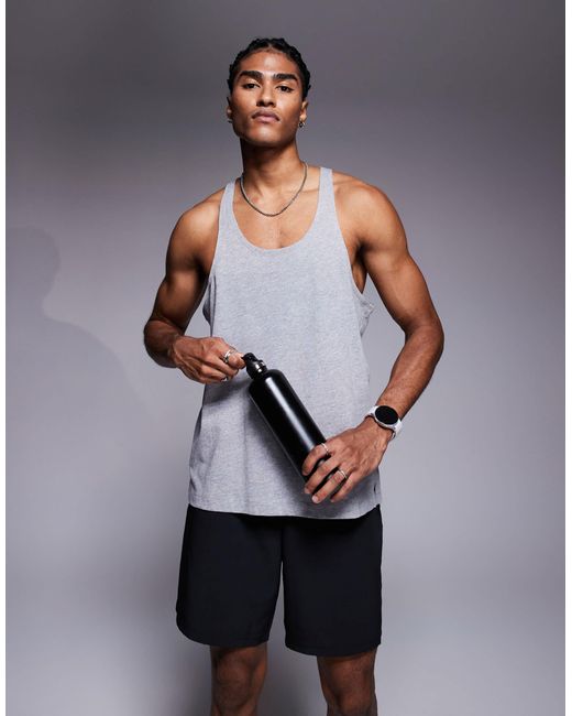 4505 Gray Icon Cotton Stringer Singlet With Quick-dry Finish for men
