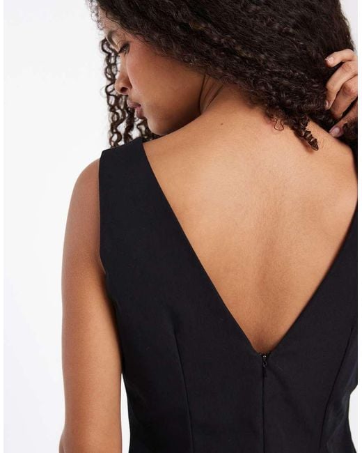 ASOS Blue V-Neck Column Midi Dress With Double Split