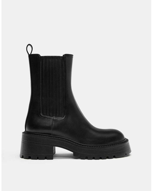 Stivaletti Chelsea Neri Con Tacco Alto di Pull&Bear in Black