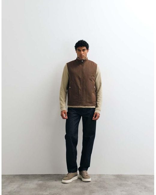 ASOS Brown Borg Lined Gilet for men