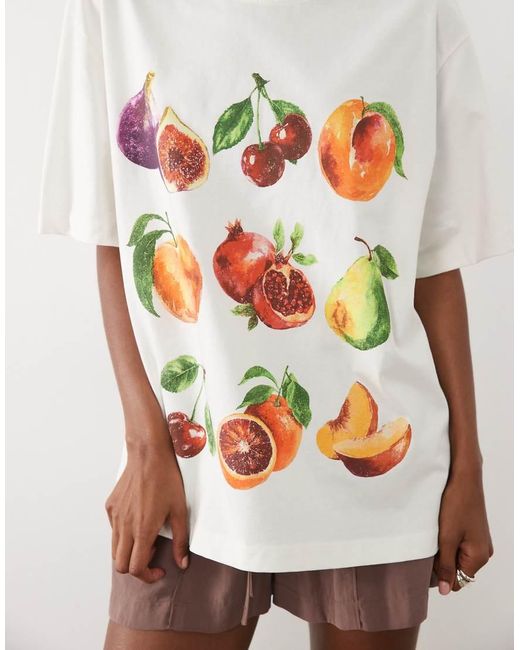 ASOS Multicolor Oversized T-shirt With Painted Fruit Graphic
