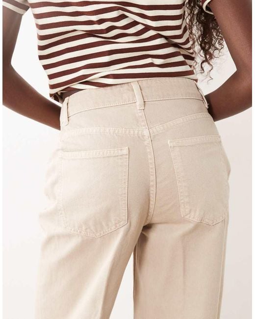 ASOS Natural Wide Leg Jean With Crease Front