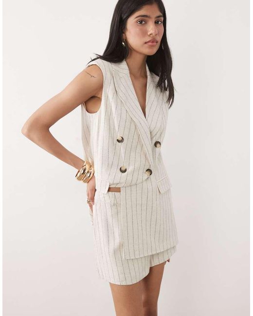 Miss Selfridge White Tailored Linen Look Micro Skort