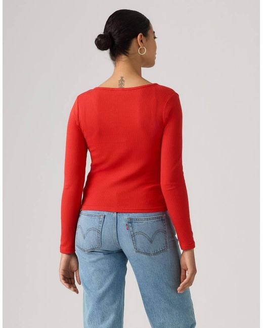 Levi's Red Austen Button-Up Long-Sleeve Top
