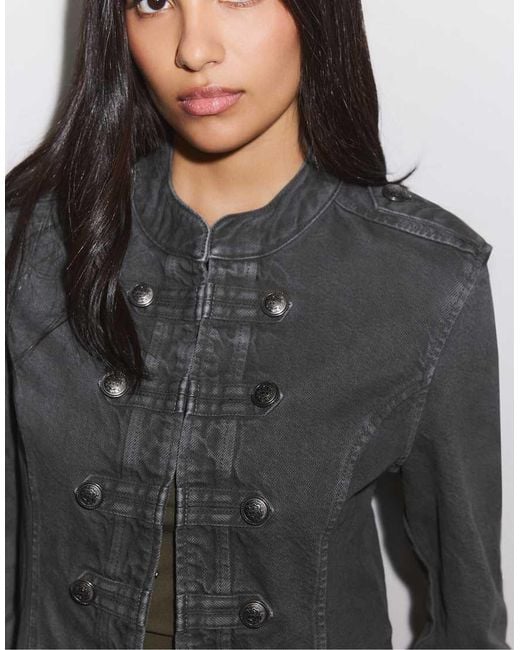 Stradivarius Gray Twill Jacket With Buttons