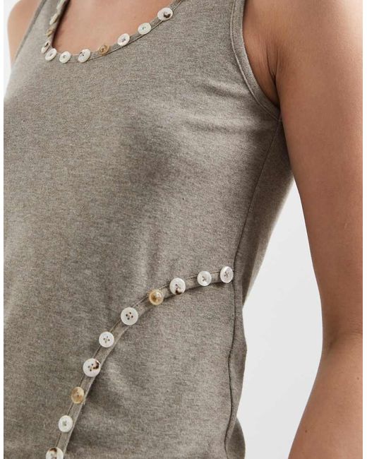 Daisy Street White Scoop Neck Vest Top With Button Detailing