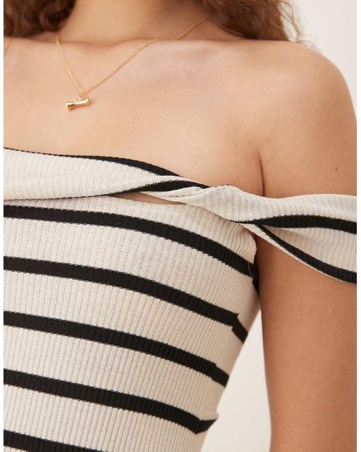 ASOS White Twist Bardot Mini Skater Dress