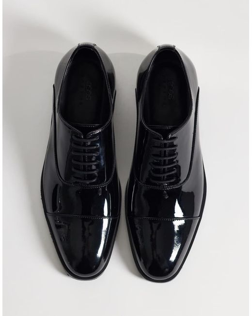 ASOS Black Lace Up Oxford Shoes With Toe Cap for men