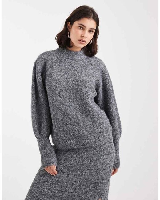 ASOS Gray High Neck Fluffy Jumper Co-Ord