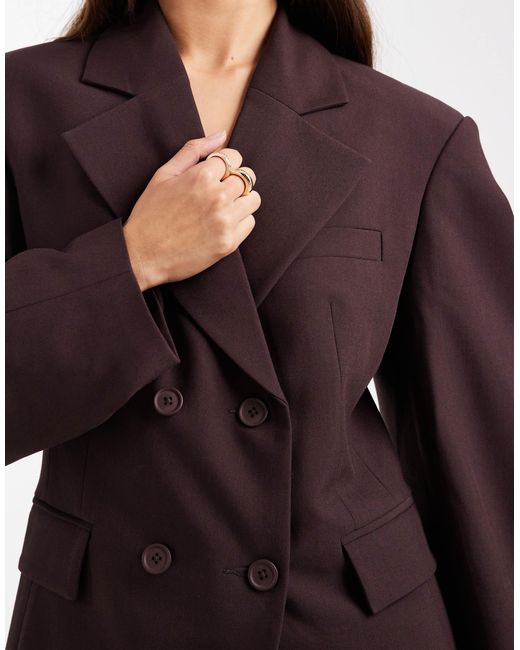 ASOS Brown Tailored Cocoon Sleeve Double Breasted Blazer